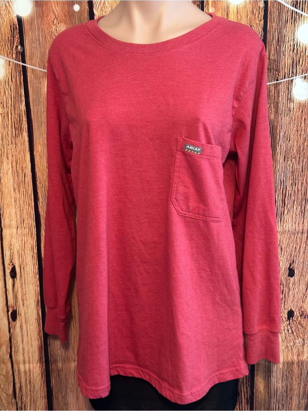 Women’s Ariat Rebar Long Sleeve Pocket Work Tee - Berry Red